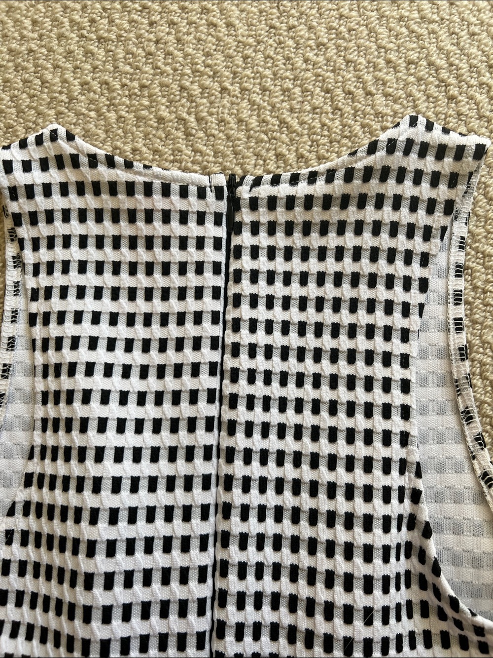 Eight Sixty Black White Checkered Mini Dress XS V-Neck Fit & Flare - Picture 5 of 5